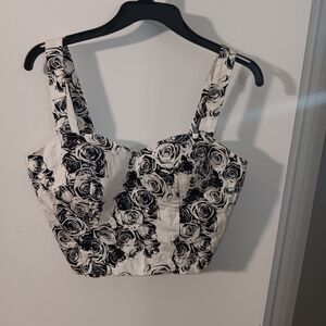 Charlotte Russe Black and White Floral Crop Top